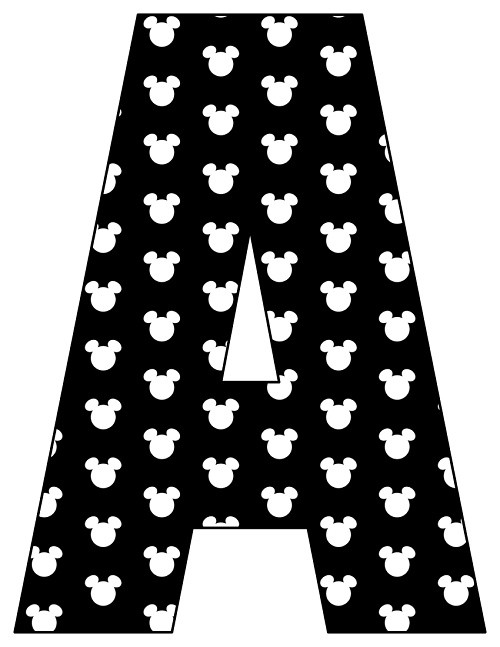 8X10.5 Inch Black White Mouse Head Printable Letters A-Z, 0-9