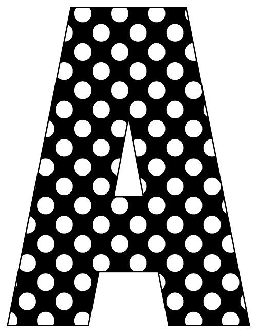 8X10.5 Inch Black White Dot Printable Letters A-Z, 0-9