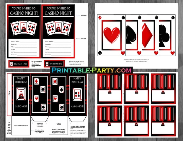 Casino Night Poker Card Printable Birthday Party Supplies