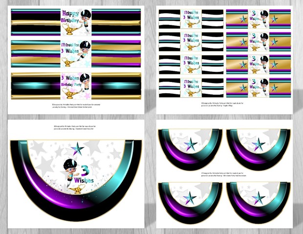 3 Wishes Genie Printable Party Supplies
