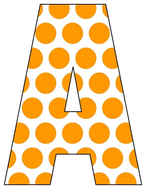 8X10.5 Inch Orange Big Polka Dot Printable Letters A-Z, 0-9