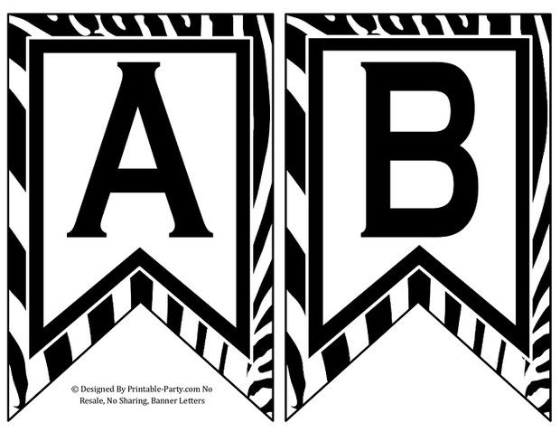 5 inch swallowtail black zebra printable banner letter