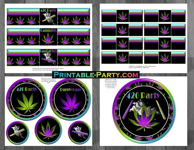 Printable 420 Marijuana Party Supplies Pack