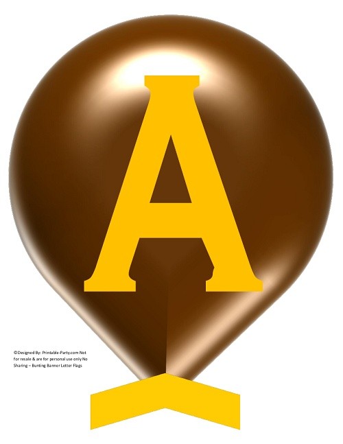 Large Brown Yellow Balloon Printable Banner Letters A Printable