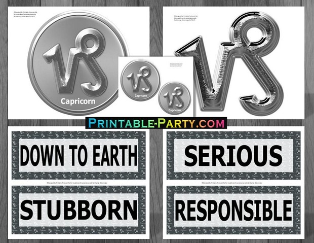 Capricorn Zodiac Theme Printable Birthday Decorations