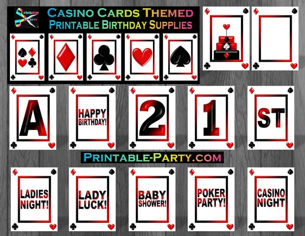 Casino Night Poker Card Printable Birthday Party Supplies