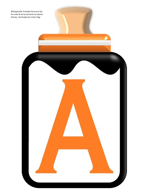large orange black baby bottle banner letters