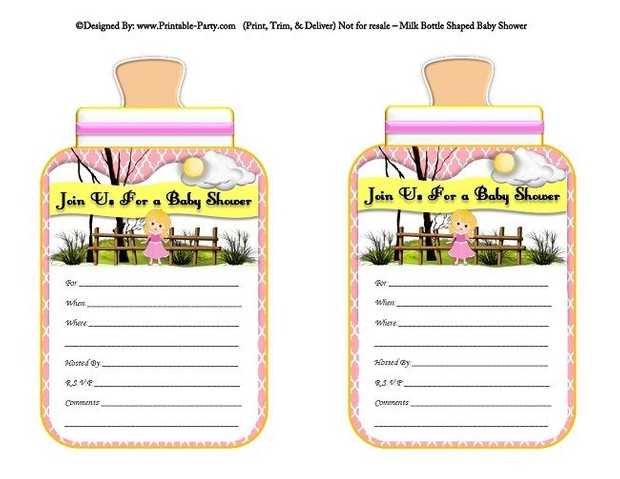 Printable Pink Sleeping Beauty Milk Bottle Shaped Baby Printable