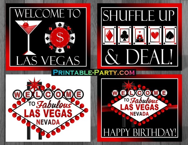 Las Vegas Casino Printable Party Supplies Red Black