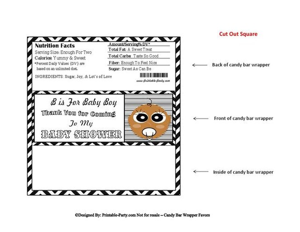 Black Chevron Stripes Baby Shower Candy Bar Wrapper Favor