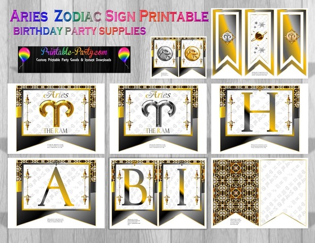 Aries Printable Zodiac Sign Party Supplies
