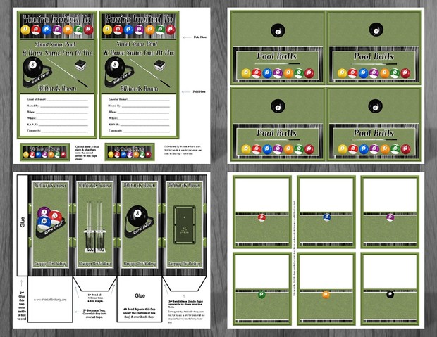 Printable Billiards Room Party Supplies