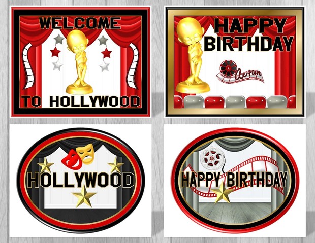 Printable Hollywood Movie Themed Party Supply