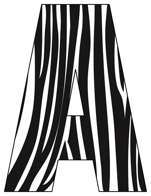 8x105 inch black zebra printable letters a z 0 9