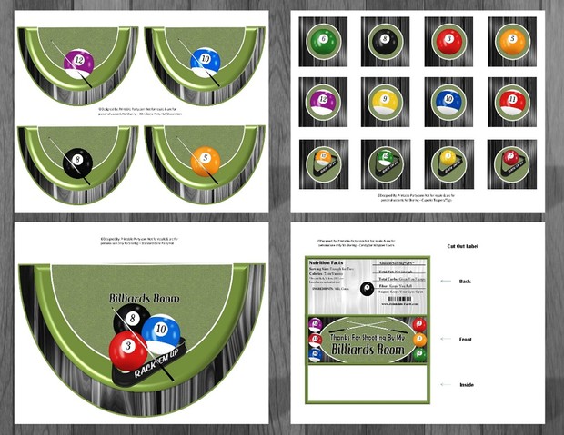 Printable Billiards Room Party Supplies