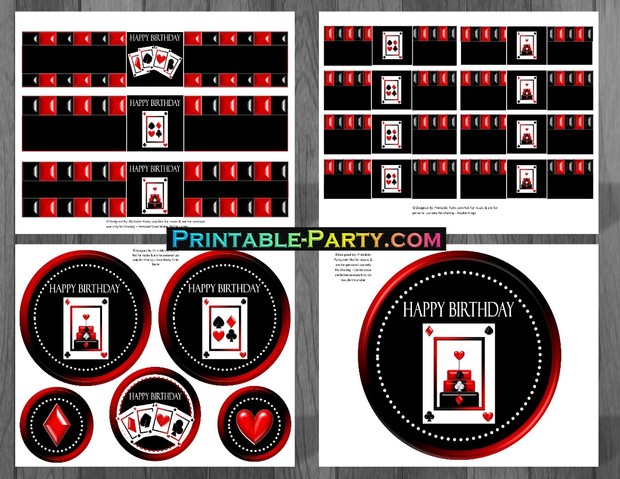 Casino Night Poker Card Printable Birthday Party Supplies