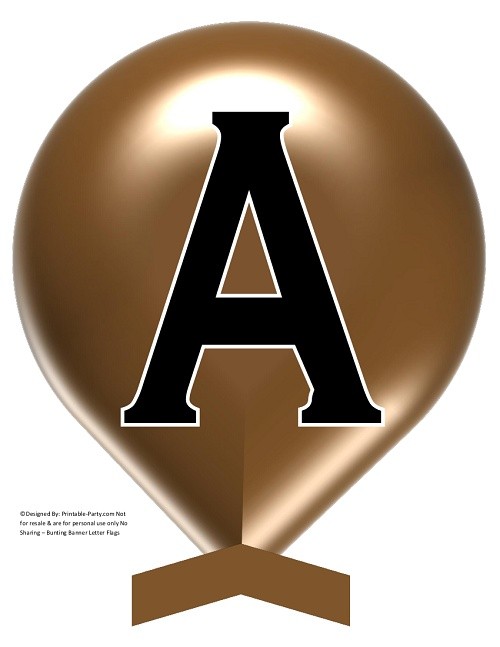Large Brown Balloon Printable Banner Letters A Z 0 9 Printable