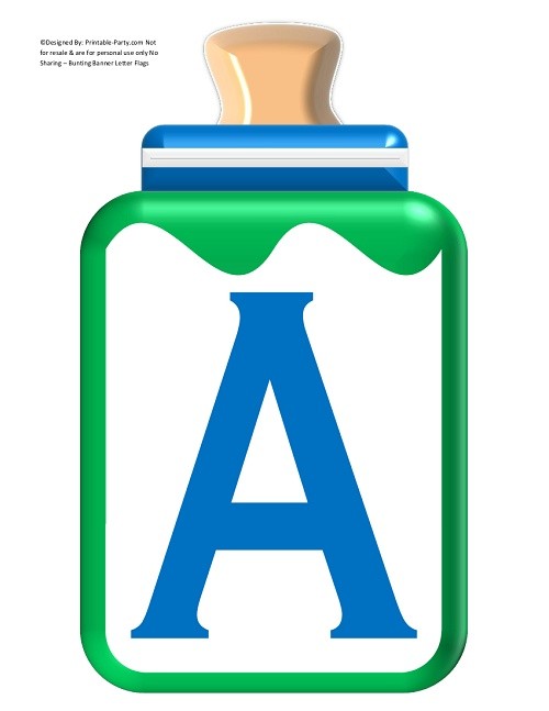 LARGE-BLUE-GREEN-BABY-BOTTLE-BANNER-LETTERS