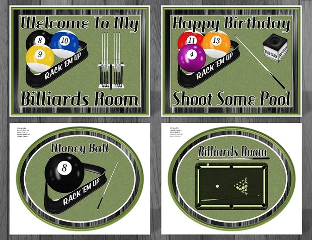 Printable Billiards Room Party Supplies