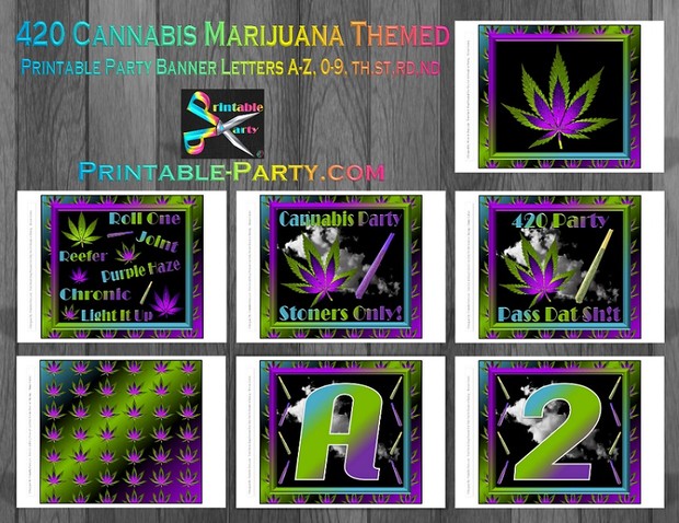 Printable 420 Marijuana Party Supplies Pack
