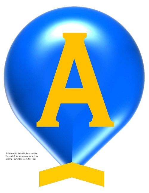 large true blue yellow balloon printable banner letter