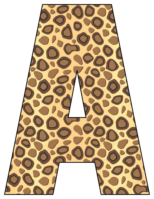 8X10.5 Inch Cheetah Printable Letters A-Z, 0-9