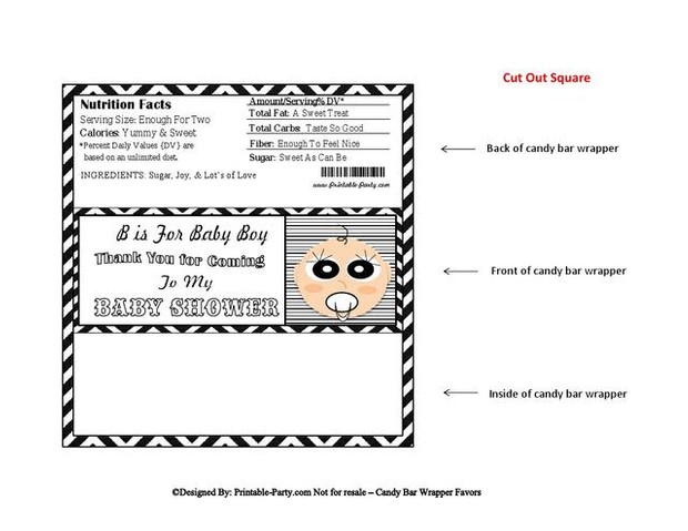 Black Chevron Boy Baby Shower Candy Bar Wrapper Favor