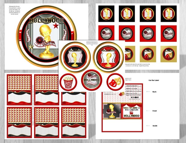 Printable Hollywood Movie Themed Party Supply