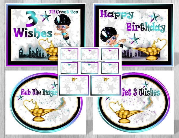 3 Wishes Genie Printable Party Supplies