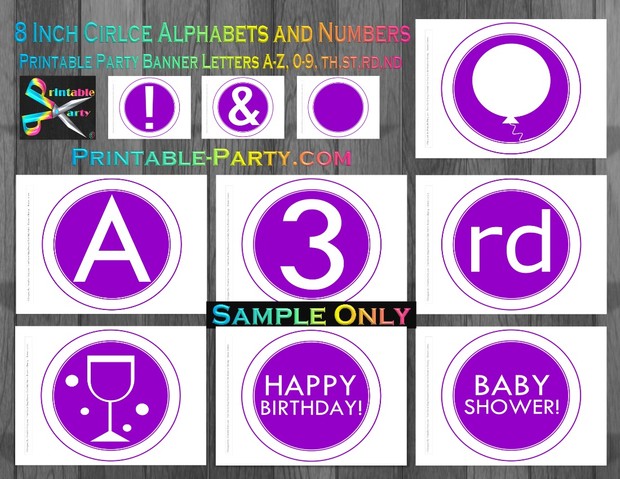 8-INCH-RAINBOW-LOLLIPOP-BLACK-CIRCLE-PRINTABLE-BANNER-LETTERS-A-Z-0-9