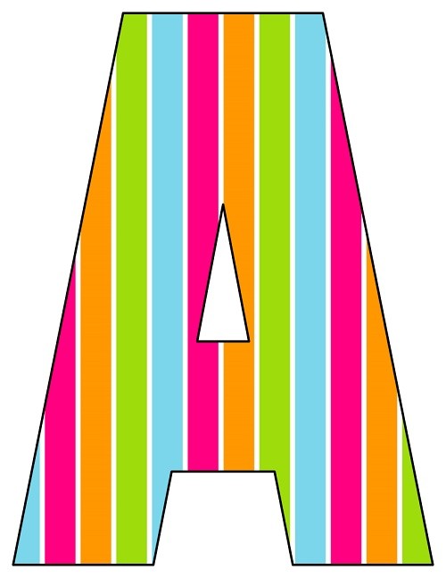 8X10.5 Inch Rainbow Vertical Stripe Printable Letters A-Z, 0-9