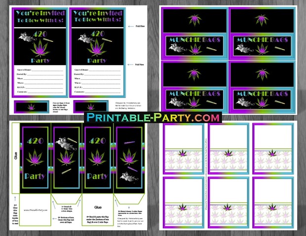 Printable 420 Marijuana Party Supplies Pack
