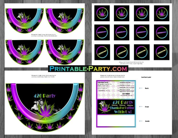 Printable 420 Marijuana Party Supplies Pack