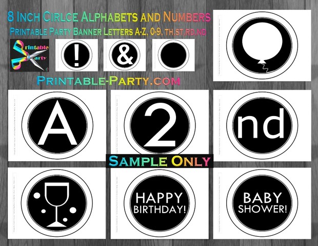 8-INCH-RAINBOW-LOLLIPOP-BLACK-CIRCLE-PRINTABLE-BANNER-LETTERS-A-Z-0-9