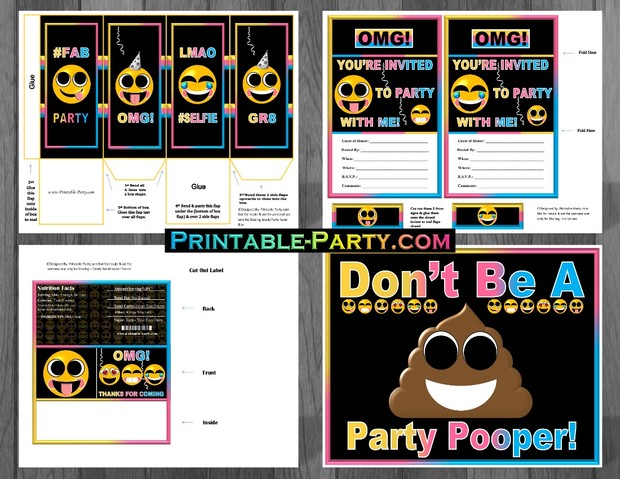 Emoji Birthday Party Supplies Printables