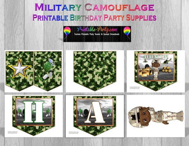 Printable Military Camouflage Party Supplies African