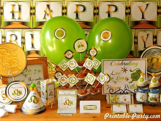Leo Zodiac Sign Printable Birthday Decorations