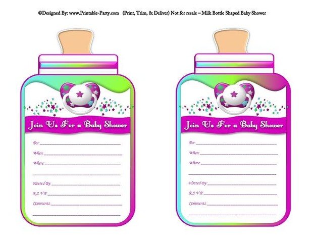 printable-purple-green-blue-babies-bottle-shaped-baby-shower-invitations