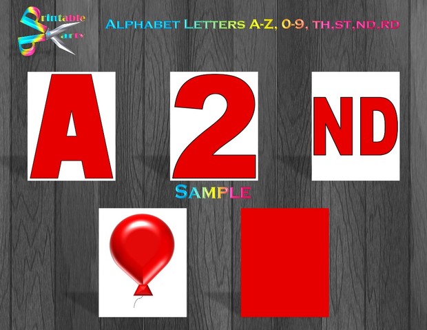 8X10.5 Inch Rainbow Candy Swirl Printable Letters A-Z, 0-9