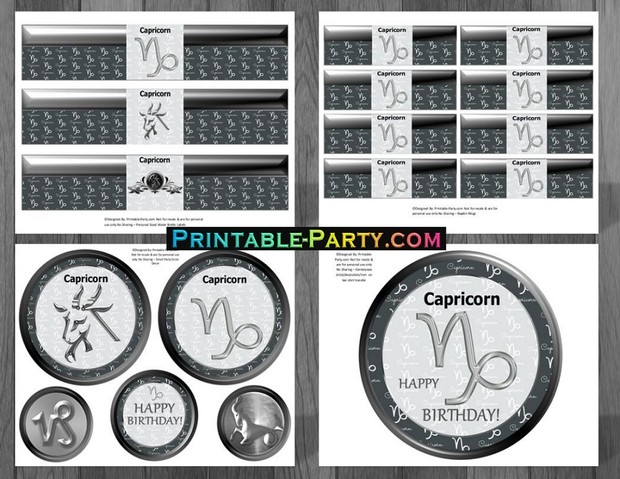 Capricorn Zodiac Theme Printable Birthday Decorations