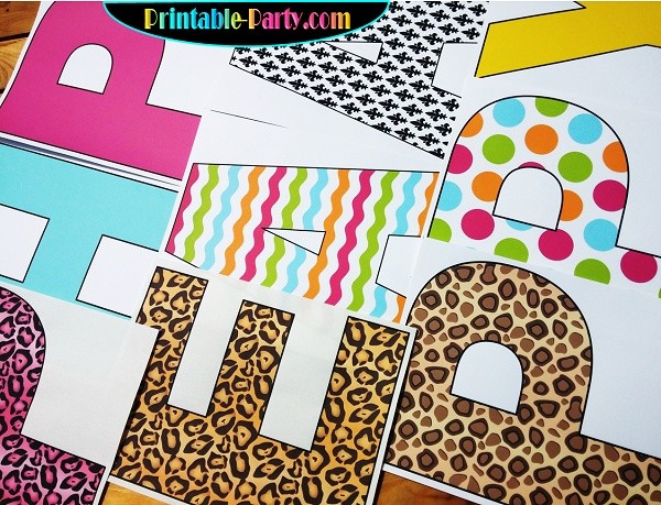 8X10.5 Inch Rainbow Candy Swirl Printable Letters A-Z, 0-9