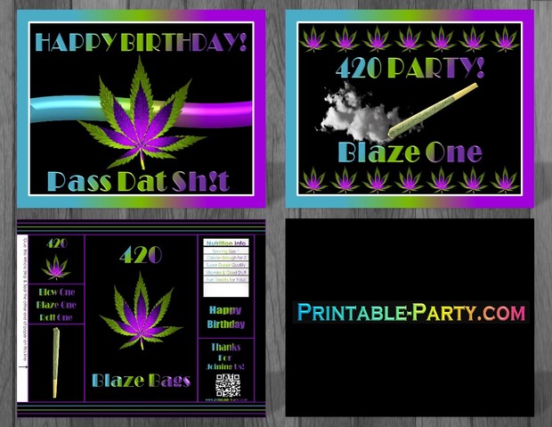 Printable 420 Marijuana Party Supplies Pack