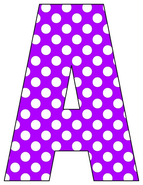 8X10.5 Inch Purple Dot Printable Letters A-Z, 0-9