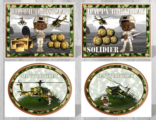 Printable Military Camouflage Party Supplies African