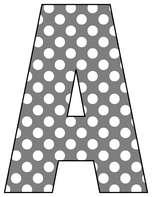 8X10.5 Inch Grey White Polka Dot Printable Letters A-Z, 0-9