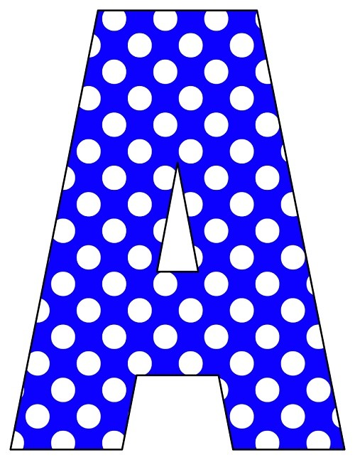 8X10.5 Inch Royal Blue Polka Dot Printable Letters A-Z, 0-9