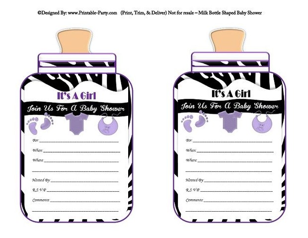 printable-black-purple-zebra-feet-girl-baby-bottle-shaped-baby-shower-invitations