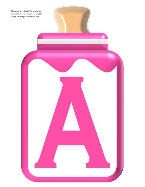 large pink baby bottle banner letters printable partycom