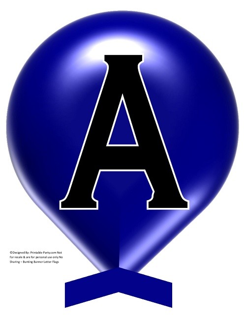 large dark blue balloon printable banner letters a z 0 printable