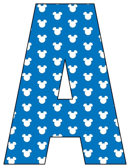 8X10.5 Inch Blue White Mouse Head Printable Letters A-Z, 0-9